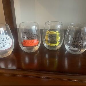 Friends Themed Stemless Wine Glasses Set